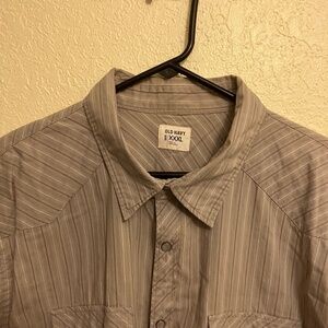 Old Navy Pearl Snap Button Shirt Long Sleeve Stripped Gray Cotton - Size XXXL